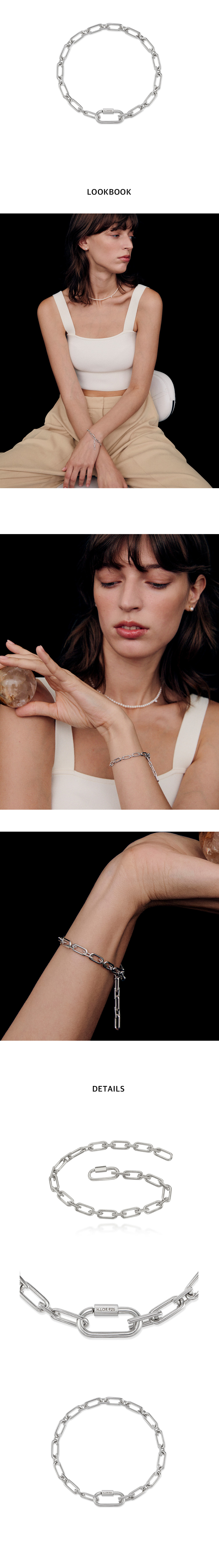 【HYERES LOR】Noailles silver link chain bracelet M Silver BTS V 着用☆HYERES LOR☆NOAILLES SILVER LINK CHAIN BRACELET